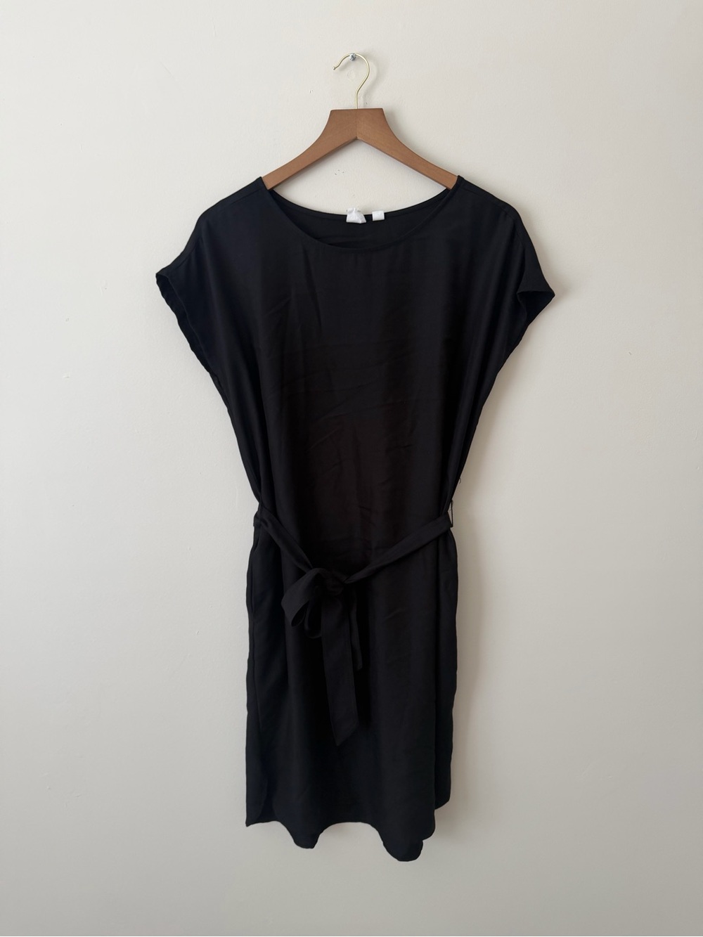 GAP Black Midi Tie-Waist Dress Summer Beach Living Medium NWOT